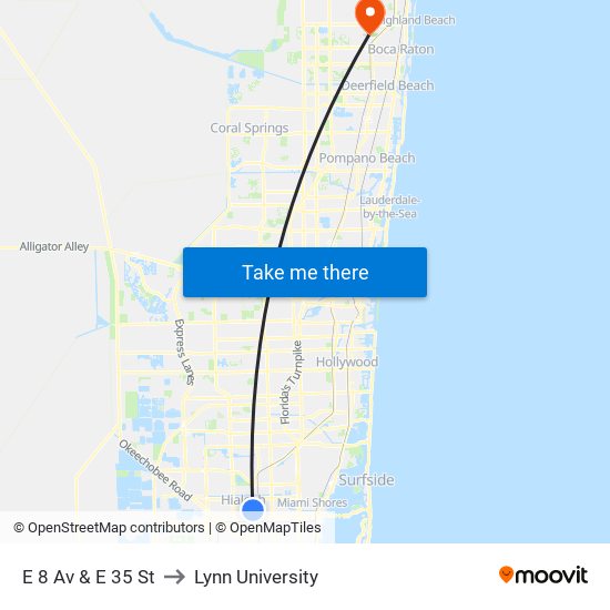 E 8 Av & E 35 St to Lynn University map