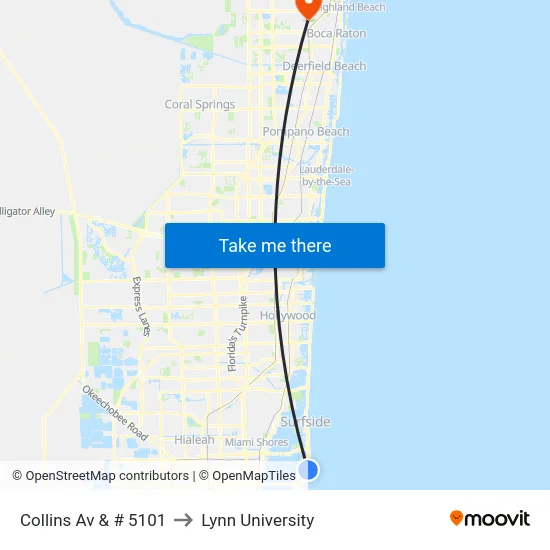 Collins Av & # 5101 to Lynn University map