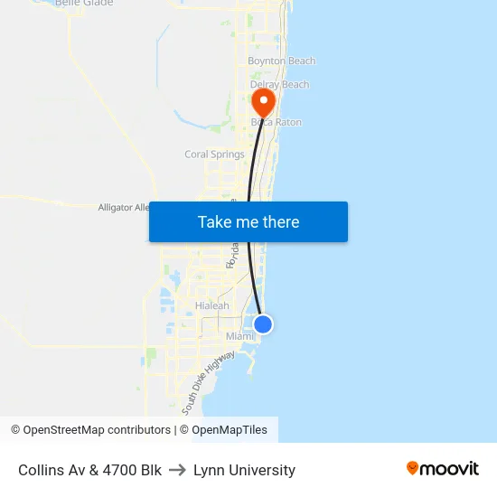 Collins Av & 4700 Blk to Lynn University map