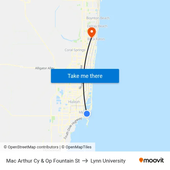Mac Arthur Cy & Op Fountain St to Lynn University map