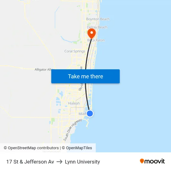 17 St & Jefferson Av to Lynn University map