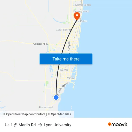 Us 1 @ Marlin Rd to Lynn University map