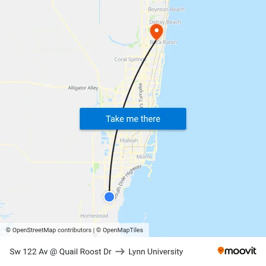 Sw 122 Av @ Quail Roost Dr to Lynn University map