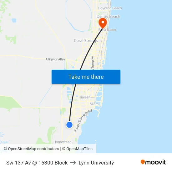 Sw 137 Av @ 15300 Block to Lynn University map