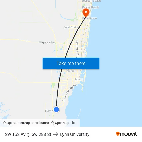 Sw 152 Av @ Sw 288 St to Lynn University map