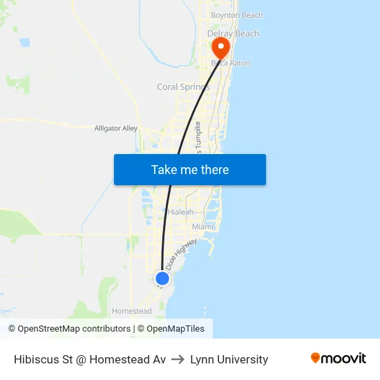 Hibiscus St @ Homestead Av to Lynn University map
