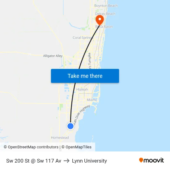 Sw 200 St @ Sw 117 Av to Lynn University map