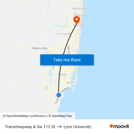 Transitwayway & Sw 112 St to Lynn University map