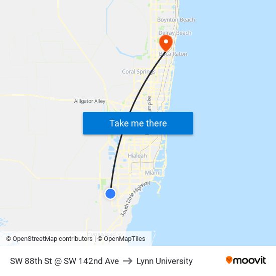 SW 88th St @ SW 142nd Ave to Lynn University map