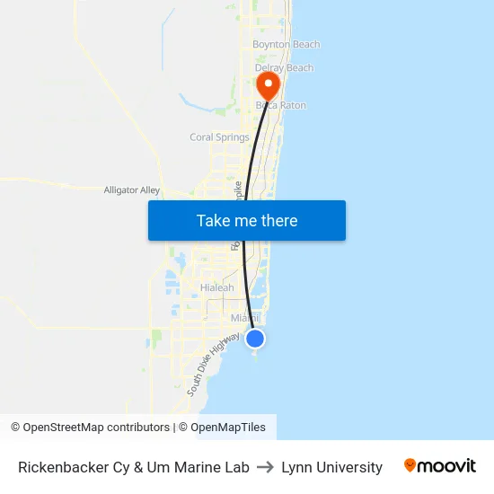 Rickenbacker Cy & Um Marine Lab to Lynn University map