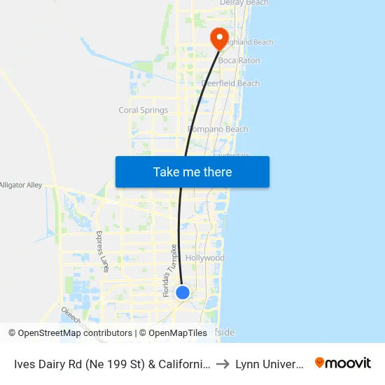 Ives Dairy Rd (Ne 199 St) & California Dr to Lynn University map