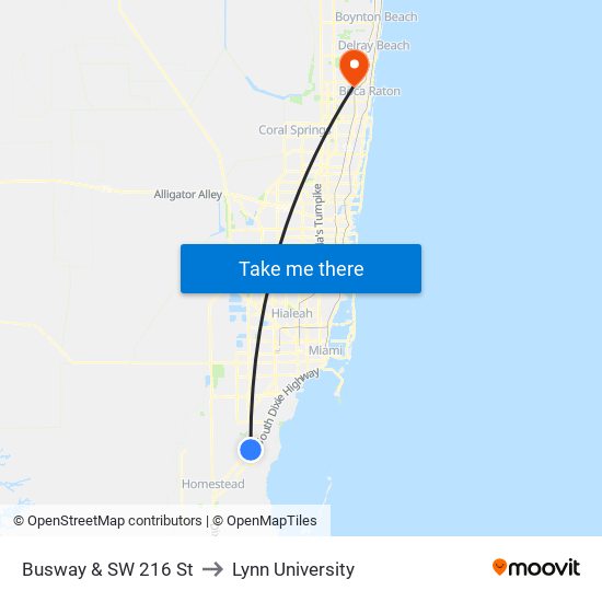 Busway & SW 216 St to Lynn University map