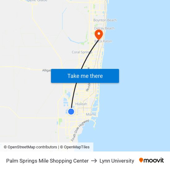 Palm Springs Mile Shopping Center to Lynn University map