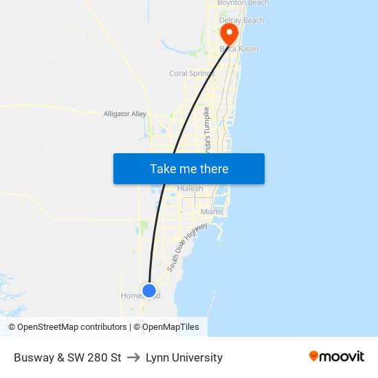Busway & SW 280 St to Lynn University map