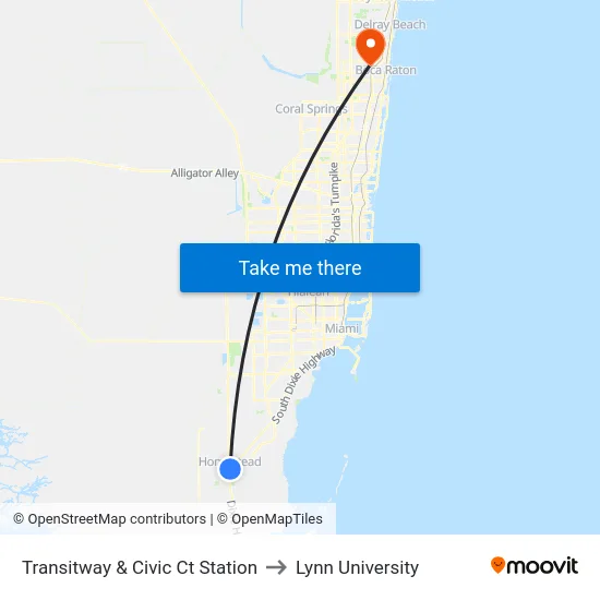 Transitway & Civic Ct Station to Lynn University map