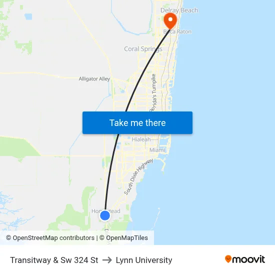Transitway & Sw 324 St to Lynn University map