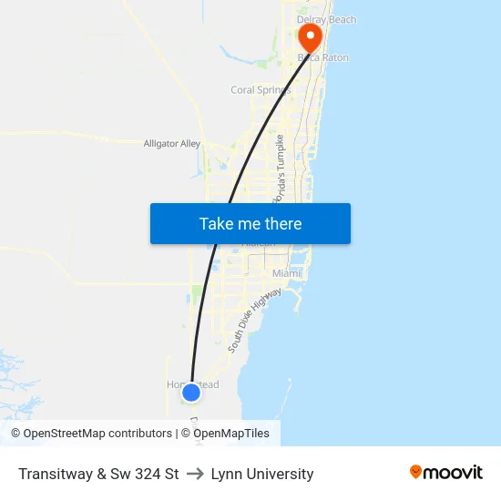 Transitway & Sw 324 St to Lynn University map