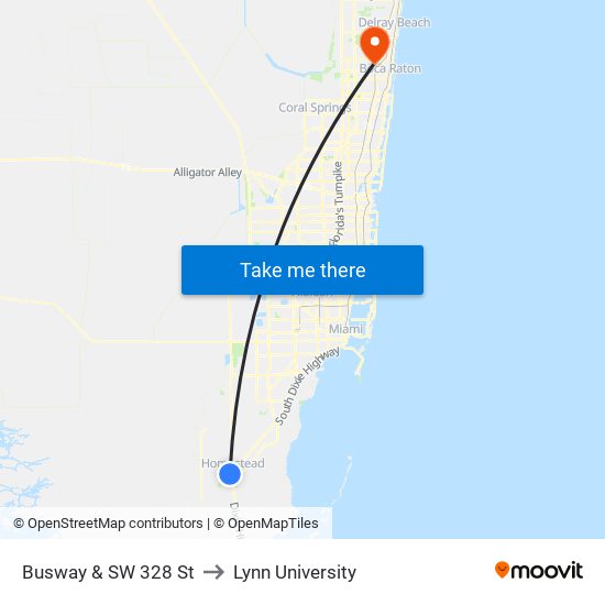 Busway & SW 328 St to Lynn University map