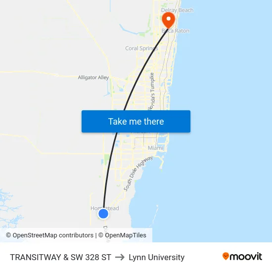 Transitway & Sw 328 St to Lynn University map