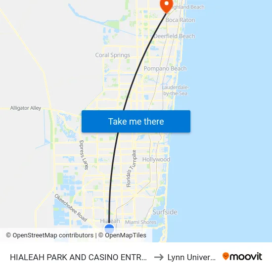 Hialeah Park And Casino Entrance to Lynn University map