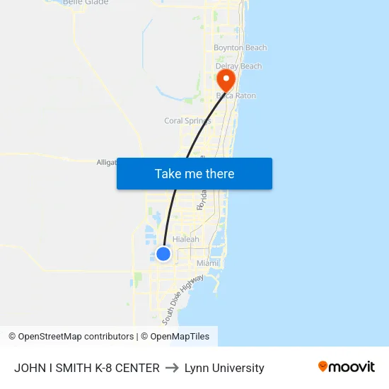 John I Smith K-8 Center to Lynn University map