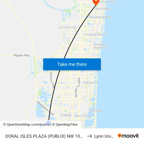 Doral Isles Plaza (Publix) Nw 107 Ave@nw 58 St to Lynn University map
