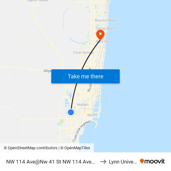 NW 114 Ave@Nw 41 St NW 114 Ave@Nw 41 St to Lynn University map