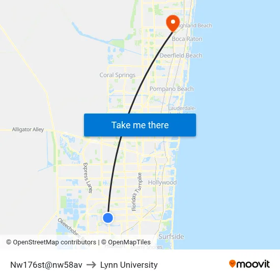 Nw176st@nw58av to Lynn University map
