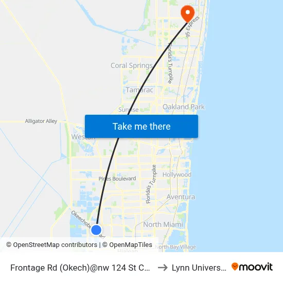 Frontage Rd (Okech)@nw 124 St Court to Lynn University map