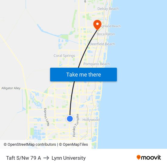 Taft S/Nw 79 A to Lynn University map