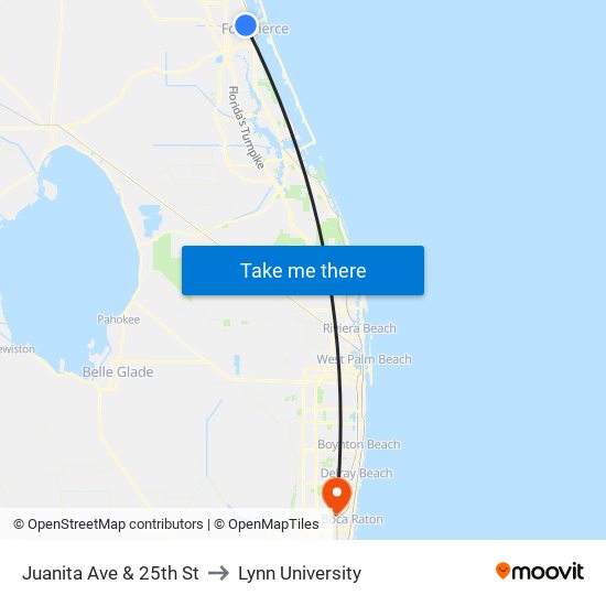 Juanita Ave & 25th St to Lynn University map