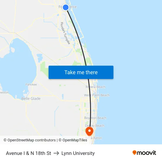 Avenue I & N 18th St to Lynn University map