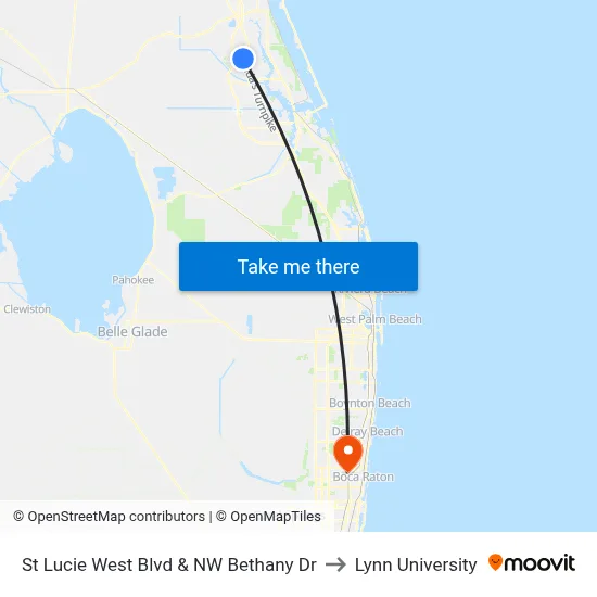 St Lucie West Blvd & NW Bethany Dr to Lynn University map