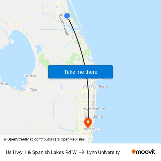 Us Hwy 1 & Spanish Lakes Rd W to Lynn University map