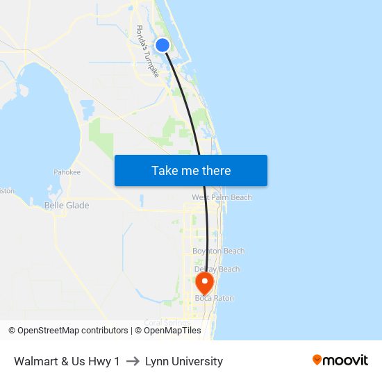 Walmart & Us Hwy 1 to Lynn University map