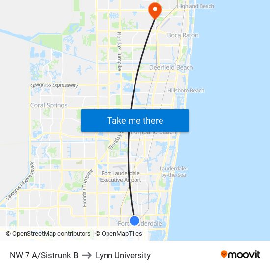 NW 7 A/SISTRUNK B to Lynn University map