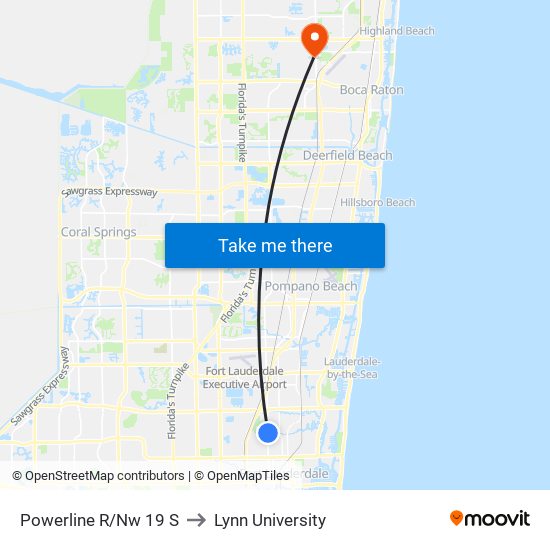 POWERLINE R/NW 19 S to Lynn University map