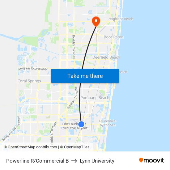 Powerline R/Commercial B to Lynn University map