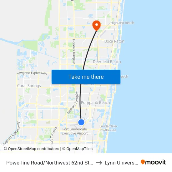 Powerline Road/Northwest 62nd Street to Lynn University map