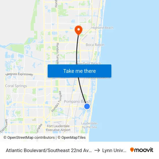 Atlantic Boulevard/Southeast 22nd Avenue - (US 1) to Lynn University map