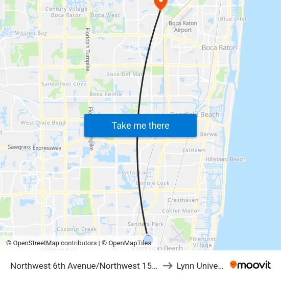 Northwest 6th Avenue/Northwest 15th Street to Lynn University map