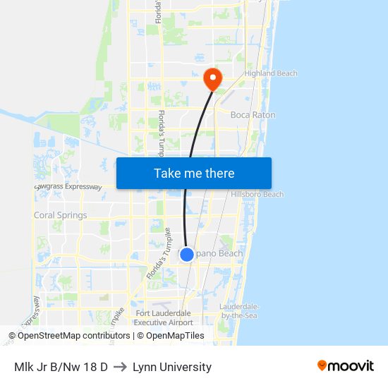 Mlk Jr B/Nw 18 D to Lynn University map