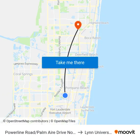 Powerline Road/Palm Aire Drive North to Lynn University map