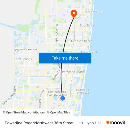 Powerline Road/Northwest 38th Street - (Park Lane West) to Lynn University map