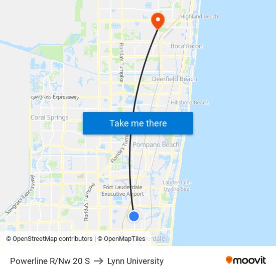 POWERLINE R/NW 20 S to Lynn University map