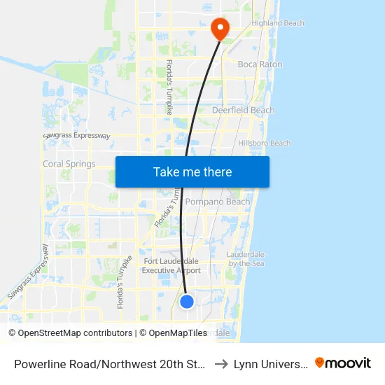Powerline Road/Northwest 20th Street to Lynn University map