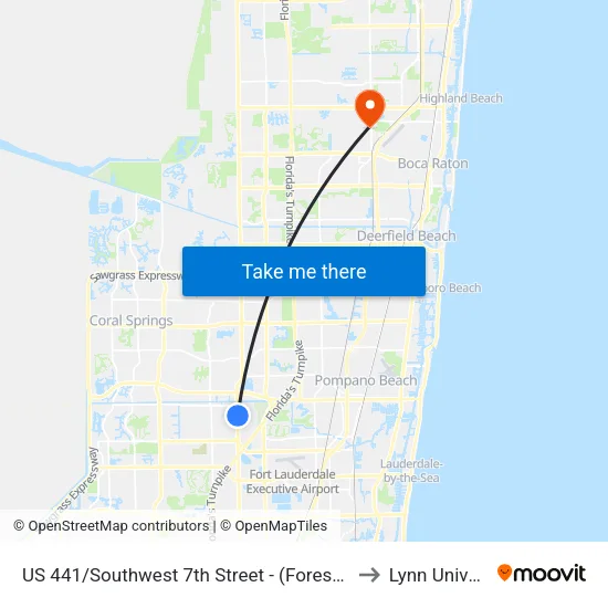 US 441/Southwest 7th Street - (Forest Boulevard) to Lynn University map