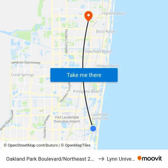 Oakland Park Boulevard/Northeast 27th Avenue to Lynn University map