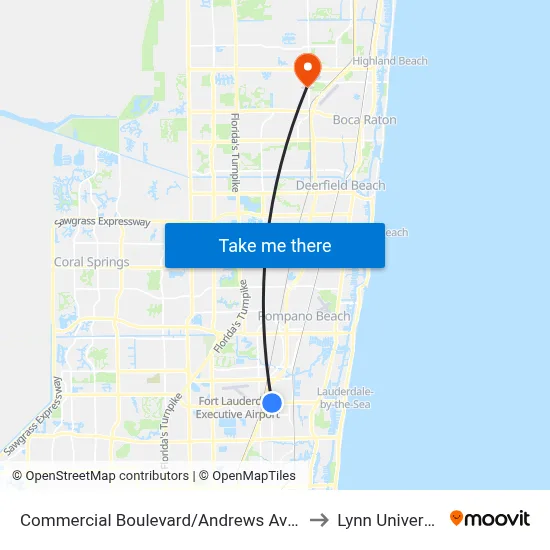 Commercial Boulevard/Andrews Avenue to Lynn University map