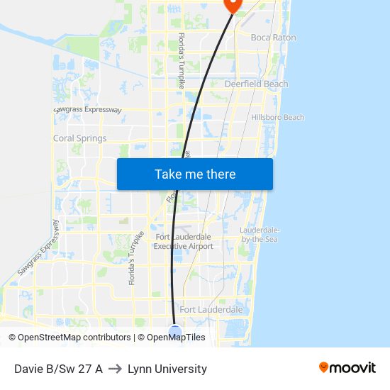 Davie B/Sw 27 A to Lynn University map